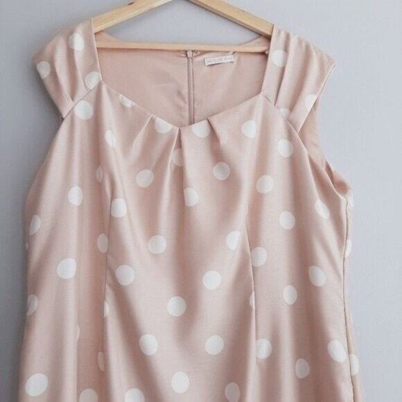 JACQUES VERT \ Sheath Mini Dress Polka-dot Pink & White Sz 20 - Picture 3 of 10